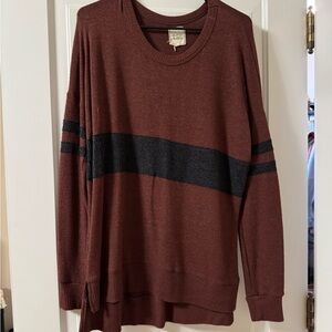 Rebels Men's Maroon Sweater with Charcoal Stripe